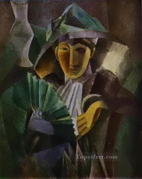扇子を持つ女性 1909 キュビスト Oil Paintings